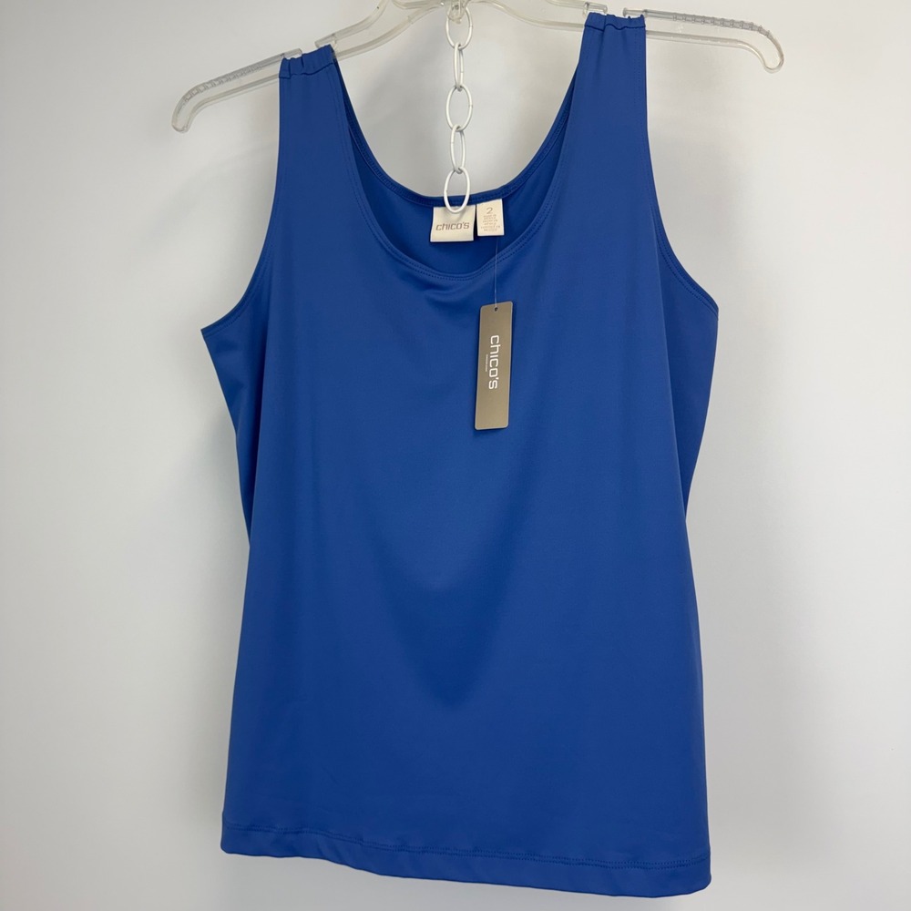 Chicos Set of Two Microfiber Contemporary Tank Basic Knit Blue Red Women's 2 L - Picture 2 of 16